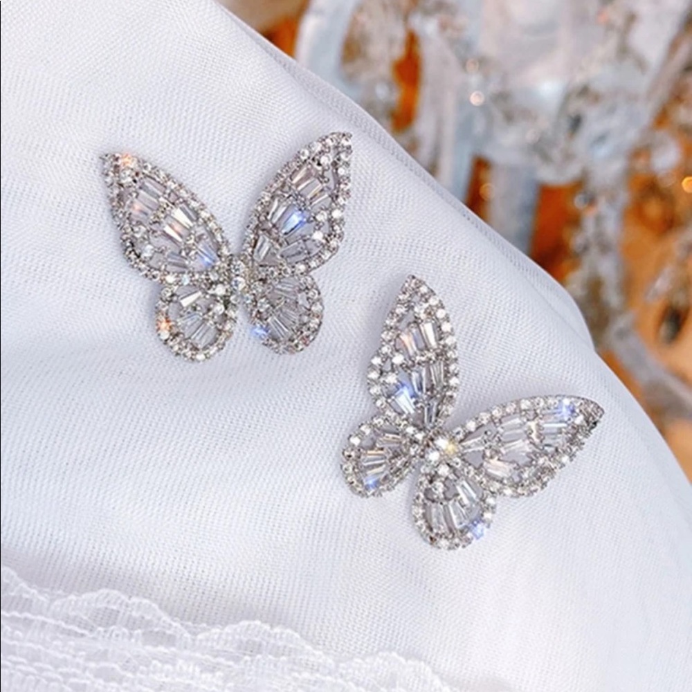 New Chic Butterfly Sparkly Cubic Zircon Earrings